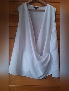 Alfani Drape Front Sleeveless Blouse in White